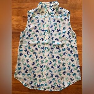 🦀 Talbots crab sleeveless blouse size small